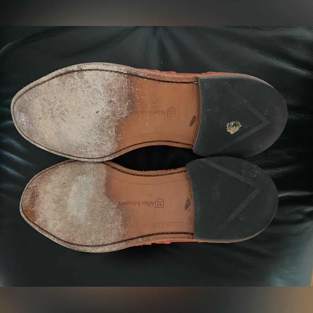 Allen Edmonds Orange Pebble Leather Wingtips Size 9D - Picture 7 of 7